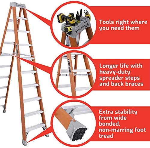 Louisville Ladder FS1510 Fiberglass Step Ladder, 10 Feet, Orange - Image 3