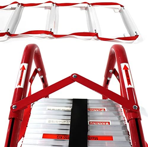 Fire Escape Ladder, 3 Story Emergency Portable Safety Reusable Ladder for Adults & Kids with Anti-Slip Rungs and Wide Steps V Center Suitable for Windows and Balcony|25-Foot - Image 3