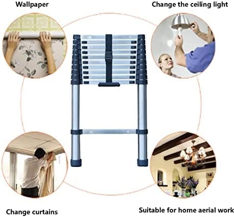 Telescoping Ladder, 10 FT Stainless Steel Extension Ladder for Home, Collapsible Ladders 330 Lb Max Capacity, Multi-Purpose Telescopic Ladder for Roof Ceiling, Household Daily, EN131 Certificated - Image 7