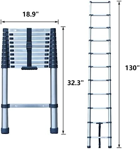 Telescoping Ladder, 10 FT Stainless Steel Extension Ladder for Home, Collapsible Ladders 330 Lb Max Capacity, Multi-Purpose Telescopic Ladder for Roof Ceiling, Household Daily, EN131 Certificated - Image 6