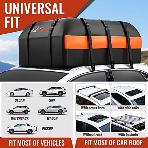 Car Rooftop Cargo Carrier Bag, 21 Cubic Feet 100% Waterproof Heavy Duty 840D Car Roof Bag for All Vehicle with/Without Racks - Anti-Slip Mat, 6 Door Hooks, Storage Bag, 2 Extra Straps, Luggage Lock - Image 6