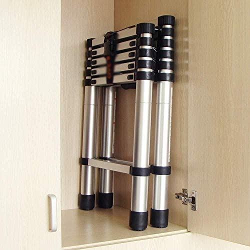ZHANGYUEFEIFZ Aluminum Telescoping Ladders, Indoor Multifunctional Extension Ladder with One-Button Retraction System Easy to Store 4sizes (Size : 2.4m) - Image 7