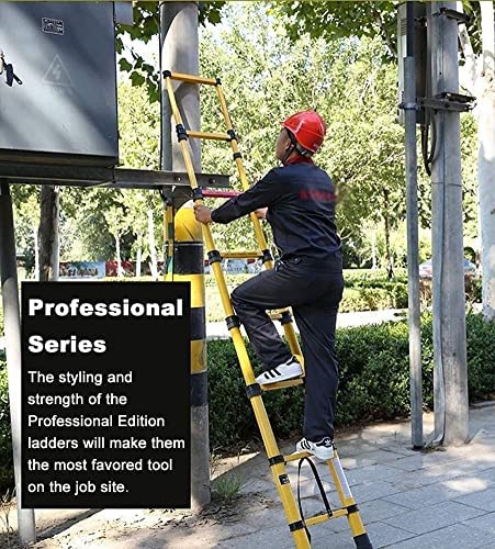 BALAMI 2m/2.5m/3m/3.5m/4m Telescoping Ladder Fiberglass Telescopic Extension Tall Multi Purpose Loft Ladder 330 Pound/150 Kg Capacity Yellow Convenient (Size : 3m/9.8ft) - Image 4