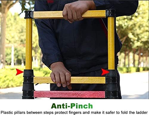 BALAMI 2m/2.5m/3m/3.5m/4m Telescoping Ladder Fiberglass Telescopic Extension Tall Multi Purpose Loft Ladder 330 Pound/150 Kg Capacity Yellow Convenient (Size : 3m/9.8ft) - Image 8