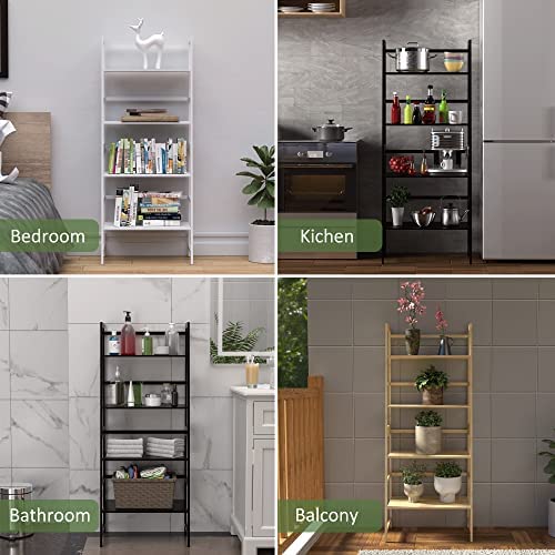 WTZ Book Shelf, Brown Bookshelf, Ladder Bookcase, 4 Tier Tall Book case for Bedroom, Living Room, Office MC-801 - Image 6