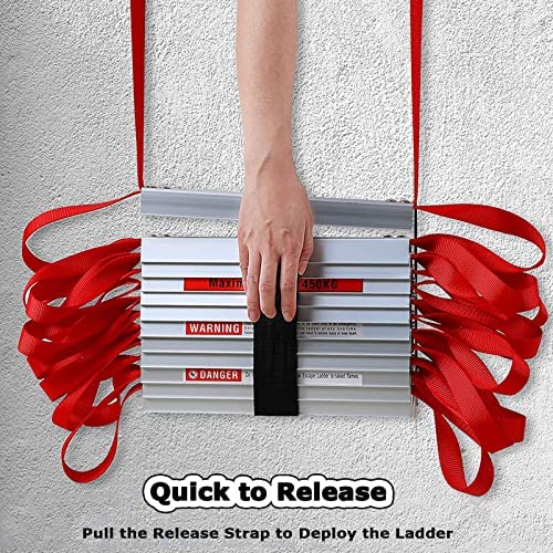 Emergency Fire Escape Ladder, 2-6 Story Portable Safety Reusable Ladder for Adults with Anti-Slip Rungs and Wide Steps for Windows and Balcony,32FT/10M - Image 4
