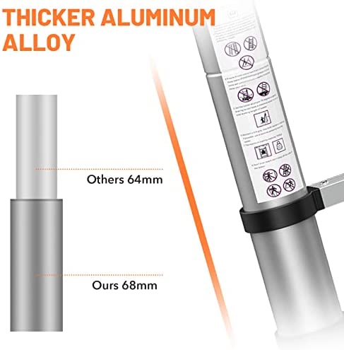 FEETE 16.5FT Telescoping Ladder, Aluminum Lightweight Extension Ladder with Non-Slip Feet, Portable Attic Ladder, Heavy Duty RV Collapsible Ladder for RV, Household, Outdoor Working, 330lbs Capacity - Image 8