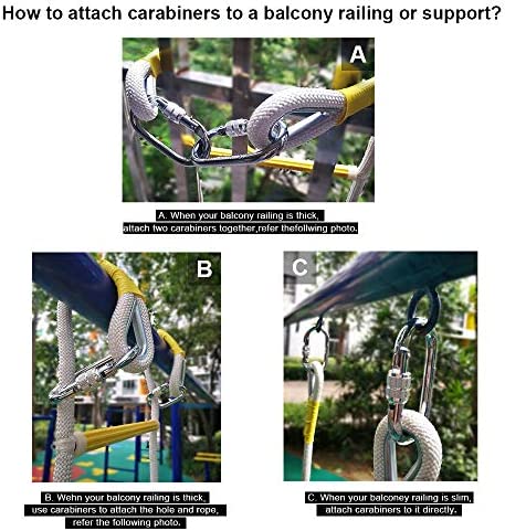 Fire Escape Rope Ladder 2-Story - 16 feet Emergency Escape Safety Ladder for Balcony Window Residential Home Apartment Railing, Reusable Rope Ladder with Sturdy Carabiners, Tested to 2000 Pounds - Image 6