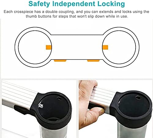 Extra Tall Aluminum Extension Ladder 28 Ft / 8m, Heavy Duty Tallest Telescoping Ladder for Outdoor Work, Portable Ladders Extendable (Color : Black) - Image 7