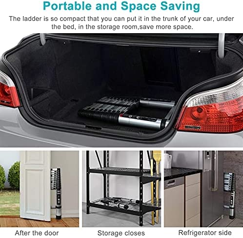 Extra Tall Aluminum Extension Ladder 28 Ft / 8m, Heavy Duty Tallest Telescoping Ladder for Outdoor Work, Portable Ladders Extendable (Color : Black) - Image 6