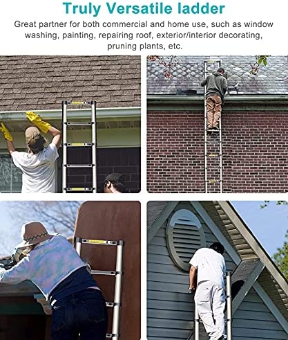 Extra Tall Aluminum Extension Ladder 28 Ft / 8m, Heavy Duty Tallest Telescoping Ladder for Outdoor Work, Portable Ladders Extendable (Color : Black) - Image 8