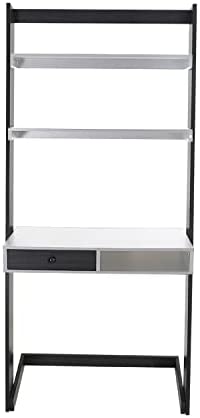 GREEN PARTY Ladder Desk, 3-Tier Ladder Computer Desk with Storage, Bookshelf and Drawer, Modern Writting Table Space Saving for Office and Home, White - Image 7