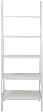 5-Shelf Ladder Bookcase-White HilariousM Ladder Shelf Decorative Ladder Decorative Shelves - Image 4