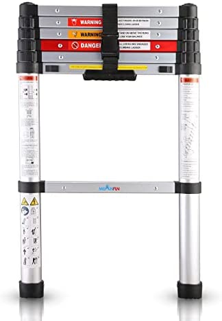 MEANFUN 6.5 FT Aluminum Telescoping Ladder, One-Button Retraction Collapsible Extension Ladder for Homeowners DIYs, Portable Telescopic Ladder with Anti-Pinch and Anti-Slip Design, 330 Lb Capacity - Image 2