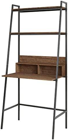 VIFAH District Indoor Metal 2-Tier Ladder w/Desk, 33 x 19.5 x 71, Walnut - Image 2