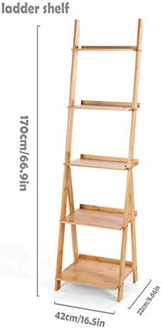HYNAWIN Corner Ladder Shelf Storage Shelving, 5 Tier Books/CDs/Albums/Files Holder in Living Room Home Office,Simple Assembly - Image 6