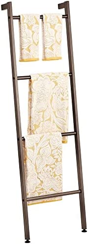 mDesign Metal Wall-Leaning Towel Ladder for Bathroom - 4-Level Decorative Ladder Rack and Towel Holder - Rustic Bath Towel Storage Stand for Modern Decor - Bathroom Towel Ladder Rack - Bronze - Image 6