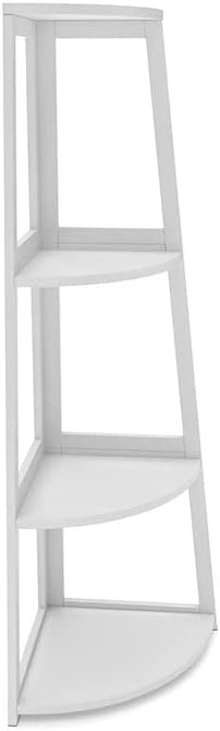 BZH Corner Shelf, 4 Tier Bamboo Corner Bookshelf, 47.2 Inch Tall Bookcase, Open Ladder Book Case, Modern Bookshelf Stand in Living Room, Bedroom, Office, Kitchen, Balcony, White - Image 2