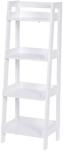 UTEX 4-Tier Ladder Shelf, Bathroom Shelf Freestanding, 4-Shelf Spacesaver Open Wood Shelving Unit, Ladder Shelf (White) - Image 6
