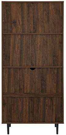 Walker Edison Secretary Hutch Wood Desk with Keyboard Drawer Bookshelf Storage Home Office Storage Cabinet, 64 Inch, Dark Walnut - Image 4