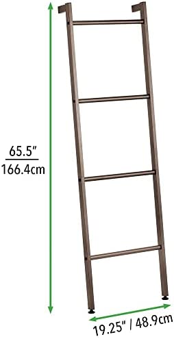mDesign Metal Wall-Leaning Towel Ladder for Bathroom - 4-Level Decorative Ladder Rack and Towel Holder - Rustic Bath Towel Storage Stand for Modern Decor - Bathroom Towel Ladder Rack - Bronze - Image 4