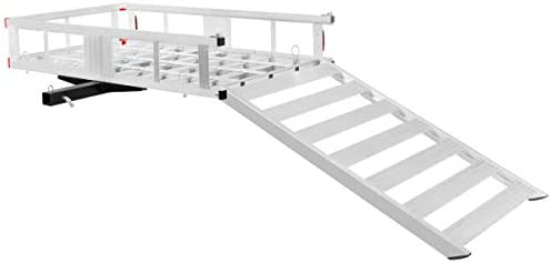 Goplus Aluminum Cargo Carrier, 50" x 29.5" Hitch Mounted Wheelchair Scooter Mobility Carrier Medical Lift Rack Ramp, 500 lbs Weight Capacity - Image 8