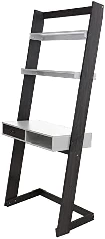 GREEN PARTY Ladder Desk, 3-Tier Ladder Computer Desk with Storage, Bookshelf and Drawer, Modern Writting Table Space Saving for Office and Home, White - Image 4