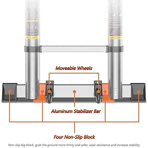 Vvlo Gardening Courtyard 85Ft/95Ft/105Ft/125Ft/155Ft/165Ft/20Ft/23Ft/26Ft Tallest Telescoping Ladder, Foldable Extension Ladder with Whe (Size : 2.6m/8.5FT) - Image 6