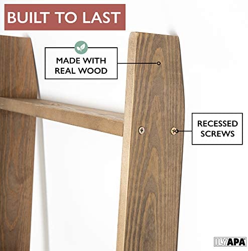 Ilyapa Blanket Ladder for The Living Room - Rustic Decorative Quilt Ladder, Barnwood - Image 5