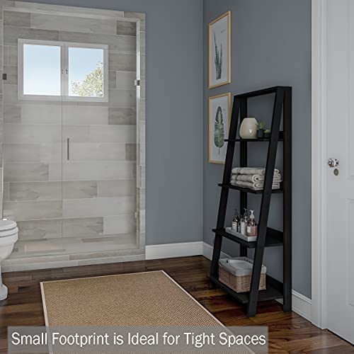 Lavish Home 4-Tier Ladder Bookshelf – Freestanding Wooden Living Room Shelves – Decorative Bookcases for Home and Office (Black) Set of 1 - Image 6