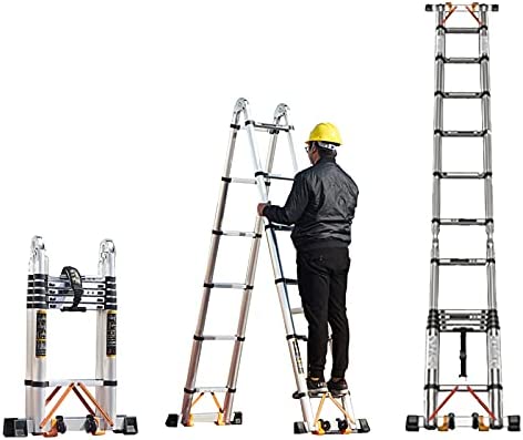 DMUNIZ Ladders Telescoping Ladder Type Professional Telescoping Ladder, Alumilightweight Portable Folding Telesladder with Support Bar Anti-Slip/2.9M/9.5Ft - Image 2