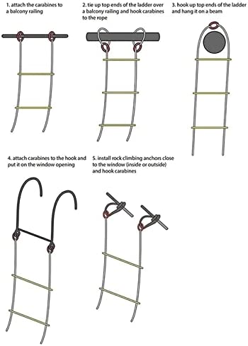 Rope Ladders 15 Meter Rescue Rope Ladder 50 Ft Escape Ladder Emergency Work Safety Response Fire Rescue Rock Climbing Easy to Deploy Portable Fire Ladder/Yellow/15M - Image 5