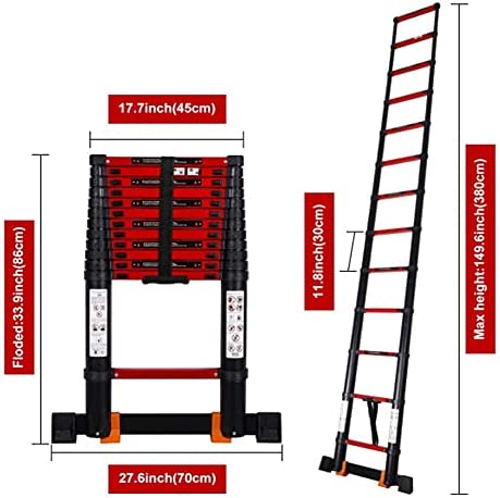 NEOCHY Lightweight Foldable Portable Telescoping Ladder Extension Ladder 3.2M Telescoping Ladder Aluminum Foldable Ladder with Stabilizer Bar Extendable Portable Loft Ladder - Image 3