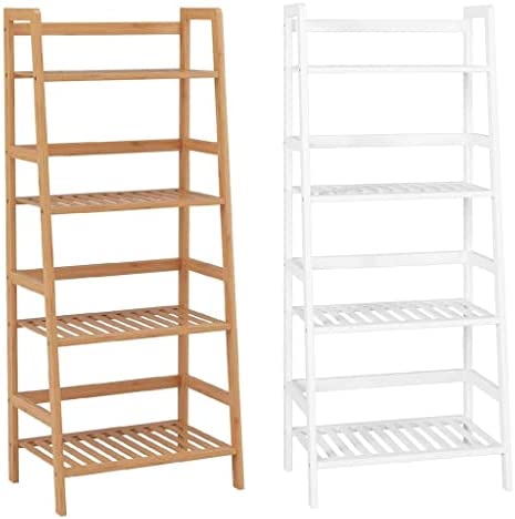 n/a Ladder Bookshelf, 4-Tier Bamboo Ladder Shelf Bookcase Freestanding Bathroom Shelves Plant Stand, Storage Rack (Color : White, Size : 80 * 29.5 * 93cm) - Image 5