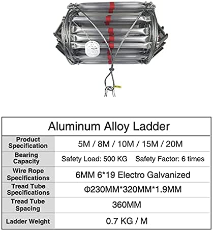 TGHY Emergency Fire Escape Ladder with Hooks Aluminum Alloy Safety Rope Ladder 7 Story High-Altitude Work Safety Ladder Fast to Deploy Easy to Use Weight Capacity up to 1102 Pounds - Image 3
