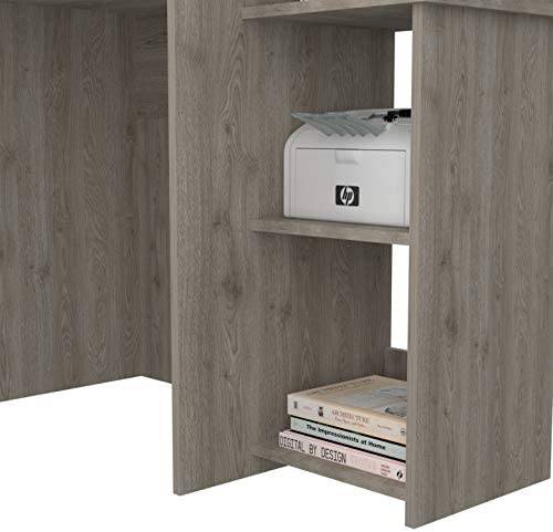Tuhome Versalles Collection Free Standing Home Office Computer Desk with 2 Top Shelves, Light Grey - Image 5