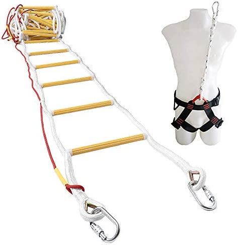 ISOP Fire Evacuation Rope Ladder 32ft (10m) with Fall Arrest System & Spring Hooks - Rescue Ladders for 4-5 Story Homes - Innovative Solution - Image 7