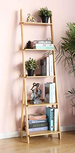 HYNAWIN Corner Ladder Shelf Storage Shelving, 5 Tier Books/CDs/Albums/Files Holder in Living Room Home Office,Simple Assembly - Image 2