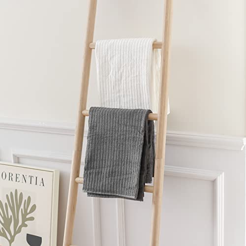 FUIN Fully Assembled 6ft Bamboo Blanket Ladders Wood Decorative Wall Leaning Rustic Farmhouse Bathroom Quilt Towel Display Rack Holder - Image 10
