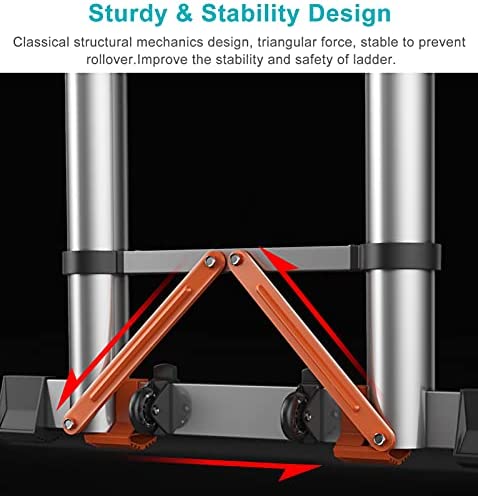 DMUNIZ Ladders Telescoping Ladder Type Professional Telescoping Ladder, Alumilightweight Portable Folding Telesladder with Support Bar Anti-Slip/2.9M/9.5Ft - Image 5