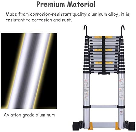 Ladders,12 Ft/ 15 Ft/ 18 Ft/ 20 Ft Long Telescoping Ladder with Hooks, Portable Folding Alumiladders for Home Office Garden Roof Loft Use, Load 150 Kg/6.2M/20 Ft - Image 7