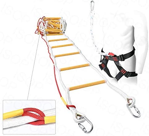 ISOP Fire Evacuation Rope Ladder 32ft (10m) with Fall Arrest System & Spring Hooks - Rescue Ladders for 4-5 Story Homes - Innovative Solution - Image 3