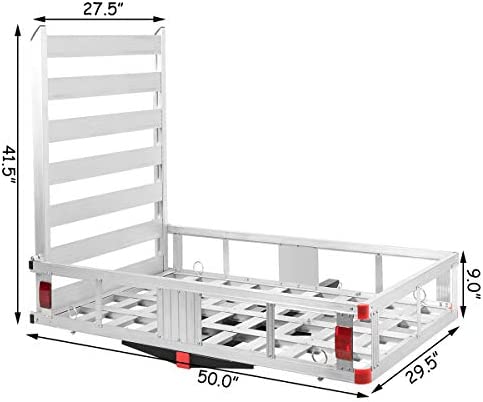Goplus Aluminum Cargo Carrier, 50" x 29.5" Hitch Mounted Wheelchair Scooter Mobility Carrier Medical Lift Rack Ramp, 500 lbs Weight Capacity - Image 7