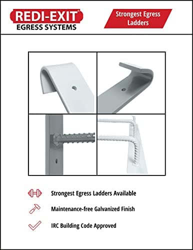 Redi-Exit Fire Escape Ladder – Ladders for Egress Basement Window Well Covers Outside, Small Ladder for Fire Emergency Home Safety, Ladder Hook for Egress Window Steel - Image 3