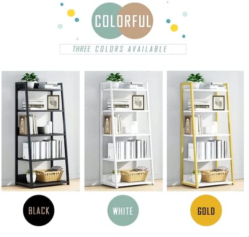 IOTXY 5 Tier Open Bookshelf - Steel and Wood Display Stand, 50CM Width Floor-Standing Bookcase, White - Image 3