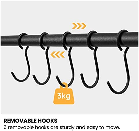 HOOBRO Towel Rack, Blanket Ladder, 5-Tier Ladder Shelf, Decorative Wall Leaning Ladder Rack, 22.8" Wide Holder, 5 Hooks, Blanket Holder, Display Rack for Bathroom, Black BK62CJ01G1 - Image 6