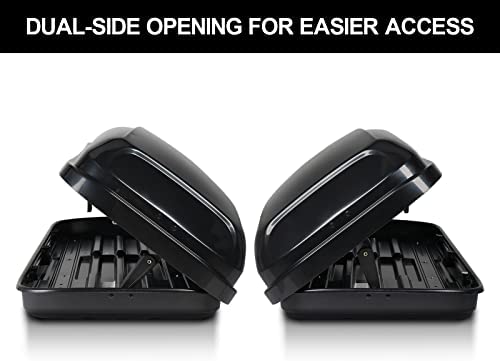 TUFFIOM 13.4 Cubic Feet Rooftop Cargo Box w/Keys, Hard Shell Waterproof Travel Roof Storage Cargo Carrier Luggage Rack, 150LBS Capacity, Dual-Side Opening, for SUV Car Van w/Cross Bars, Black - Image 3