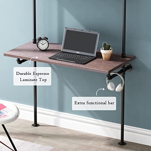MCleanPin Industrial Computer Desk with Shelves,Ladder Shelf Desk,Wall Mount Desk with Shelf,79inch Home Office Computer Table, 2-Tier Rustic Wall Ladder Desk(W40inch) - Image 5