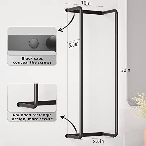Towel Rack for Bathroom, Wall Mounted Stainless Steel Bathroom Organizer, Bath Towel Holder Wall Towel Rack for Rolled Towels, for Modern Small Space Bathroom Towel Storage - Black - Image 6