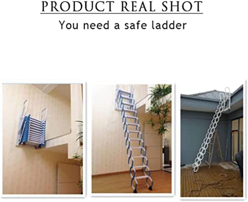 Telescoping Extension Ladder, Wide Pedal Wall-Mounted Lifting Ladder Fire Escape Ladder Roof Ladder Step Ladder Exclusive Attic Ladder W/Ladder Hook High Load-Bearing - Image 6